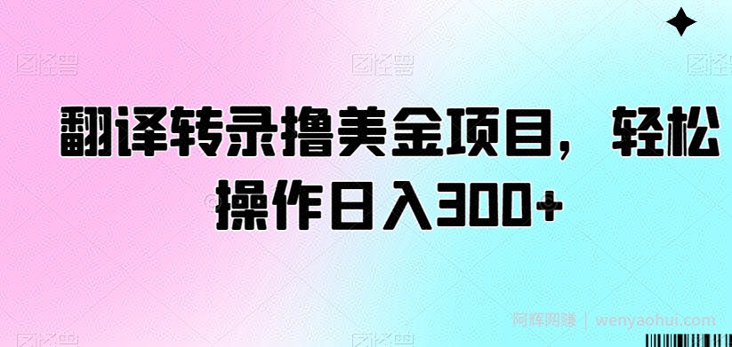 翻译转录撸美金项目，轻松操作日入300+【揭秘】
