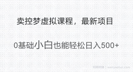 最新小众项目，利用人们猎奇的心理卖控梦虚拟课程，0基础小白也能轻松日入多张