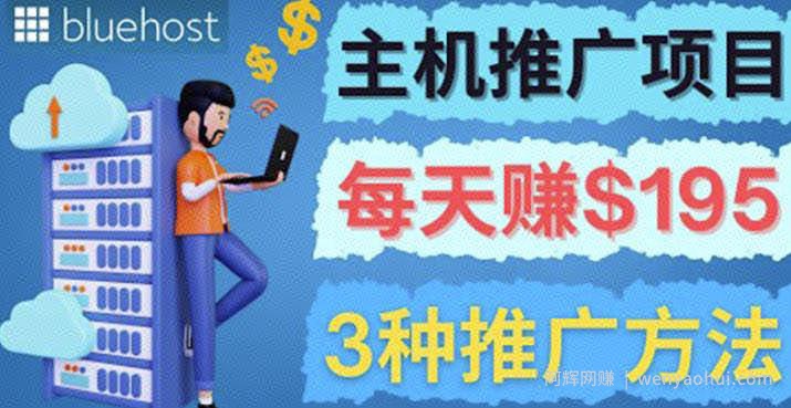 在Youtube推广Bluehost主机賺米项目，日赚195美元以上