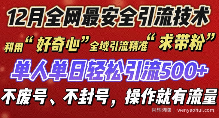 12 月份全网最安全引流创业粉技术来袭，不封号不废号，有操作就有流量【揭秘】