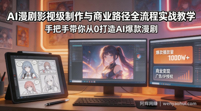 AI漫剧影视级制作与商业路径全流程实战教学，手带你从0打造AI爆款漫剧