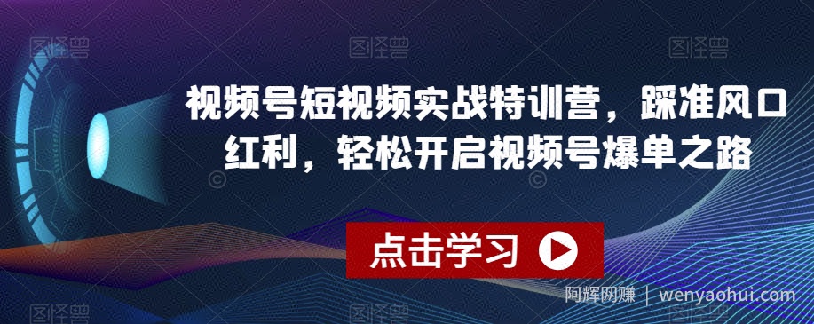 视频号短视频实战特训营，踩准风口红利，轻松开启视频号爆单之路