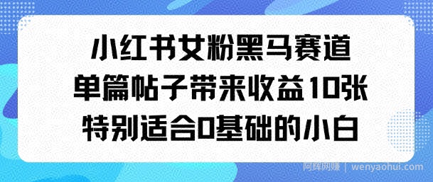 小红书女粉黑马赛道单篇帖子带来收益10张特别适合0基础的小白