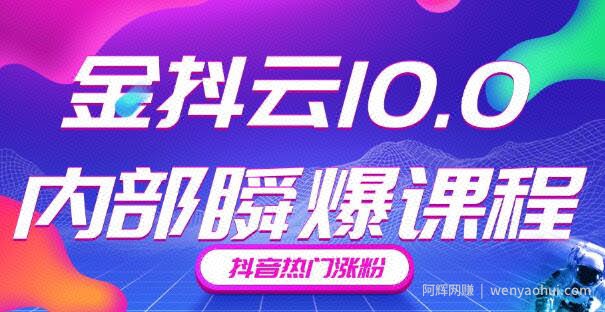 金抖云10.0抖音带货内部瞬爆课程，抖音热门涨粉賺米（价值399元）