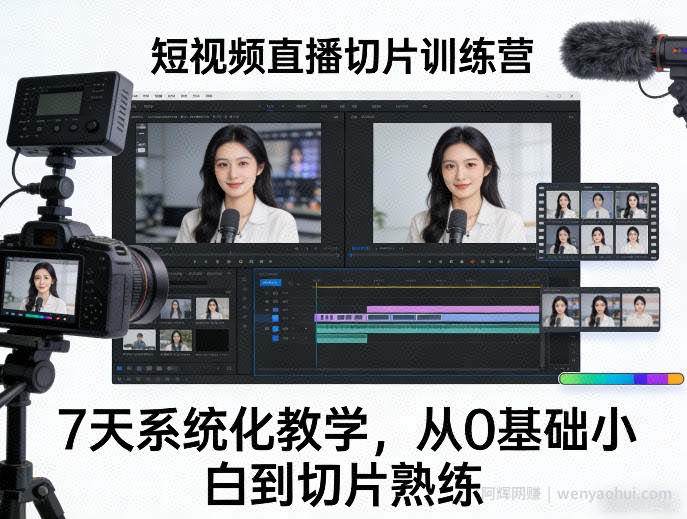短视频直播切片训练营二期，7天系统化教学，从0基础小白到切片熟练