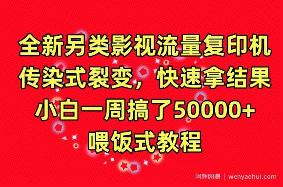 全新另类影视流量复印机，传染式裂变，快速拿结果，小白一周搞了50000+，喂饭式教程【揭秘】