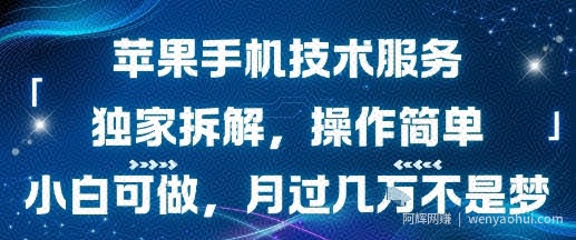 苹果手机技术服务，独家拆解，操作简单，小白可做，月过1W不是梦