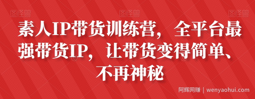 素人IP带货训练营，全平台最强带货IP，让带货变得简单、不再神秘