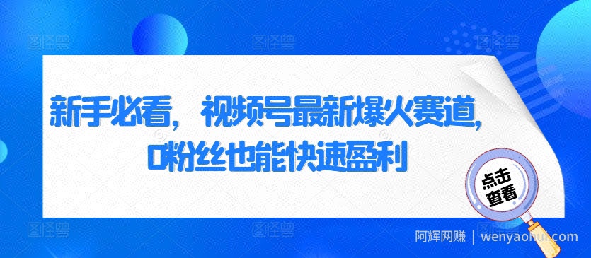 新手必看,视频号最新爆火赛道,0粉丝也能快速盈利