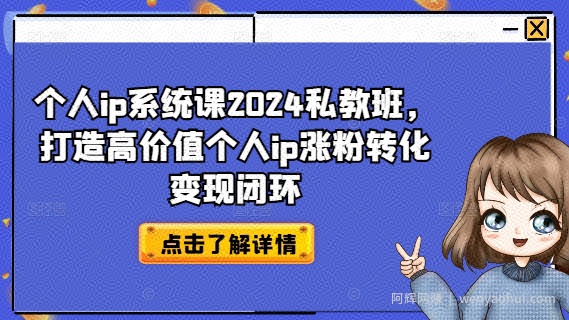 个人ip系统课2024私教班，打造高价值个人ip涨粉转化变现闭环
