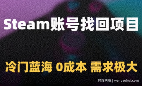 Steam账号找回项目，冷门蓝海，0成本，需求极大