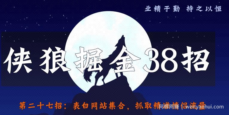 侠狼掘金38招第27招表白网站集合，抓取精准情侣流量【视频课程】