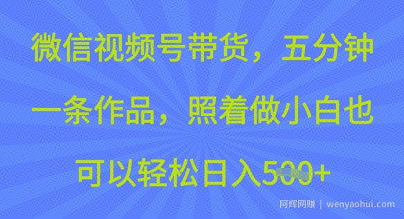 微信视频号带货，五分钟一条作品，照着做小白也可以轻松日入5张