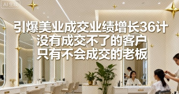 引爆美业成交业绩增长36计，没有成交不了的客户，只有不会成交的老板
