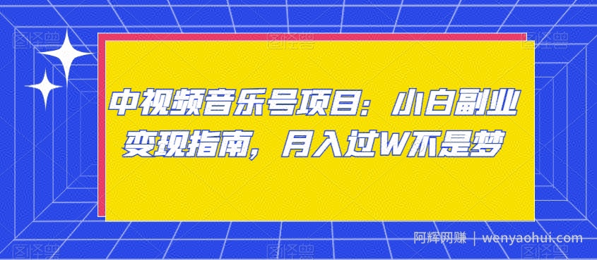 中视频音乐号项目：小白副业变现指南，月入过W不是梦【揭秘】