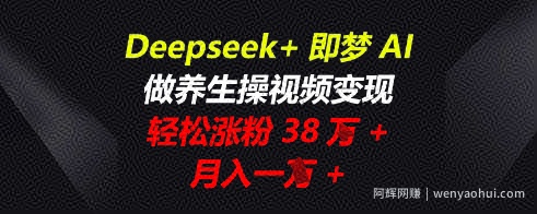 Deepseek+即梦AI，做养生操视频变现，轻松涨粉38W+，月入一W+