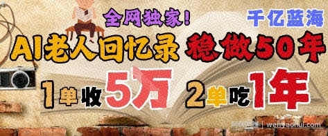 AI帮老人写回忆录，可以稳做50年的蓝海赛道，一单收2-3W，2单吃一年，长久可持续