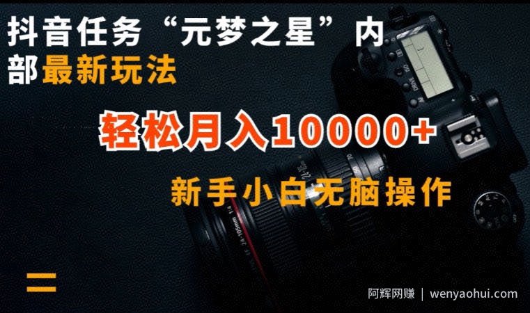 抖音任务“元梦之星”内部最新玩法，新手小白无脑操作，轻松月入10000+【揭秘】