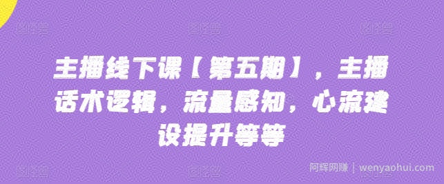 主播线下课【第五期】，主播话术逻辑，流量感知，心流建设提升等等