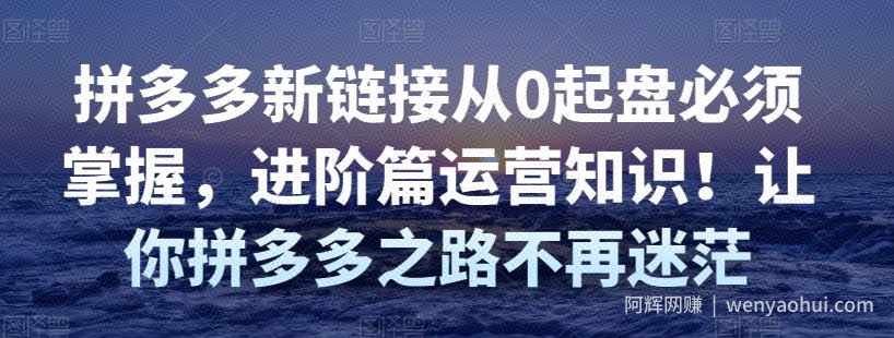 拼多多新链接从0起盘必须掌握，进阶篇运营知识！让你拼多多之路不再迷茫