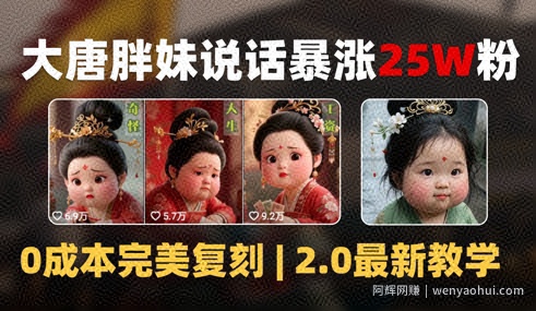 AI大唐胖贵妃说话2.0，40条视频暴涨40w粉，附独家变现攻略