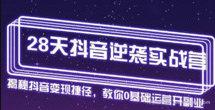 28天抖音逆袭实战营，从0学习抖音运营2个月，每天几小时，快速开启副业月入2w+