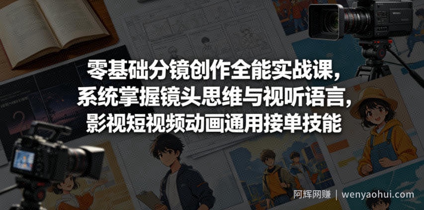 零基础分镜创作全能实战课，系统掌握镜头思维与视听语言，影视短视频动画通用接单技能