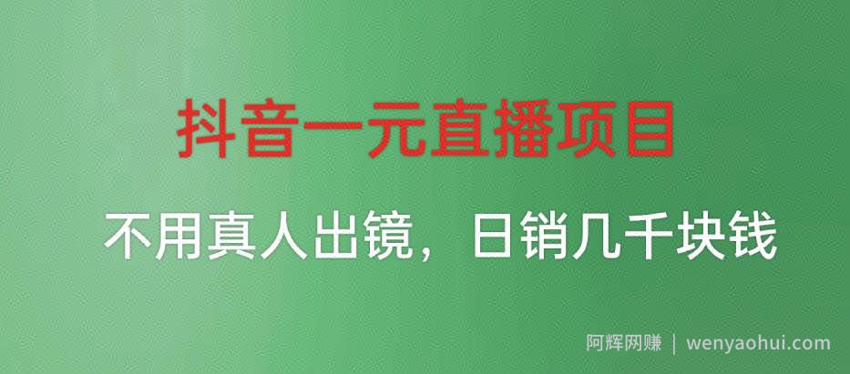 抖音一元直播项目，不用真人出镜，日销几千块钱