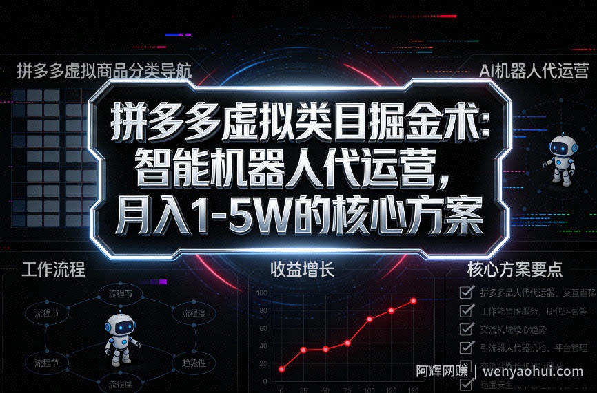 拼多多虚拟类目掘金术：智能机器人代运营，月入1-5W的核心方案【揭秘】