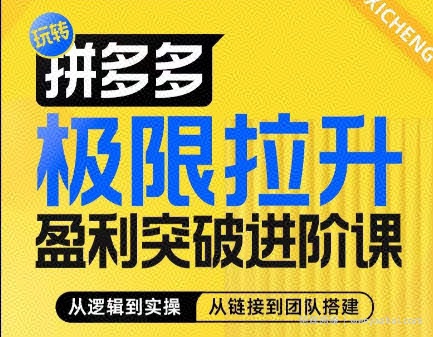 拼多多极限拉升盈利突破进阶课，​从算法到玩法，从玩法到团队搭建，体系化系统性帮助商家实现利润提升