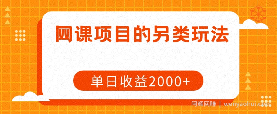 网课项目的另类玩法，单日收益2000+【揭秘】