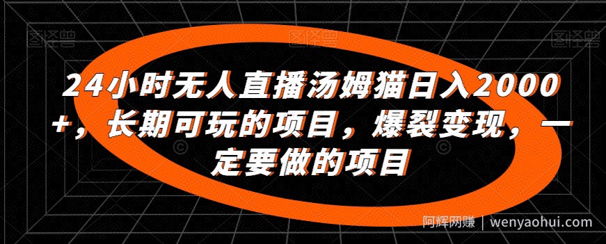 24小时无人直播汤姆猫日入2000+，长期可玩的项目，爆裂变现，一定要做的项目【揭秘】