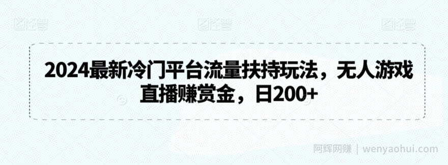 2024最新冷门平台流量扶持玩法，无人游戏直播赚赏金，日200+【揭秘】