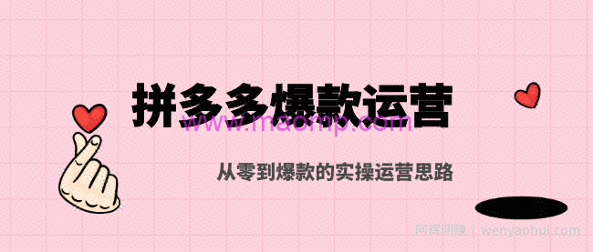 猫课：拼多多爆款运营，从零到爆款的实操运营思路