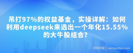 付费文章:吊打97%的权益基金,实操详解:如何利用deepseek来选出一个年化15.55%的大牛股组合?