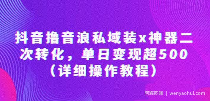 抖音撸音浪私域装x神器二次转化，单日变现超500（详细操作教程）【揭秘】