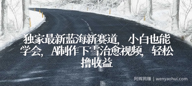 独家最新蓝海新赛道，小白也能学会，AI制作下雪治愈视频，轻松撸收益【揭秘】