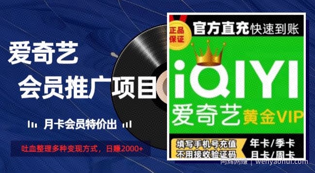 薅爱奇艺羊毛，月卡会员特价推，吐血整理多种变现方式，日赚2000+