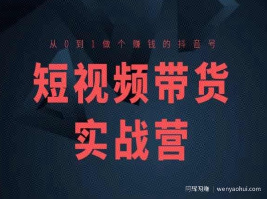 短视频带货实战营(高阶课)，从0到1做个賺米的抖音号