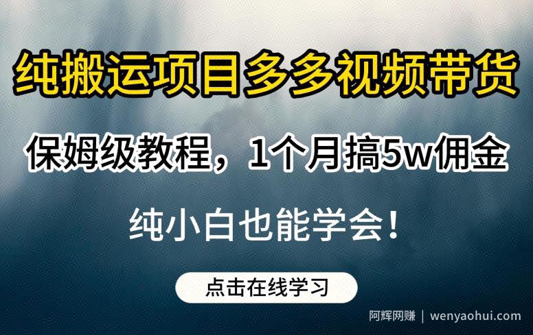 纯搬运项目多多视频带货保姆级教程，1个月搞5w佣金，纯小白也能学会【揭秘】