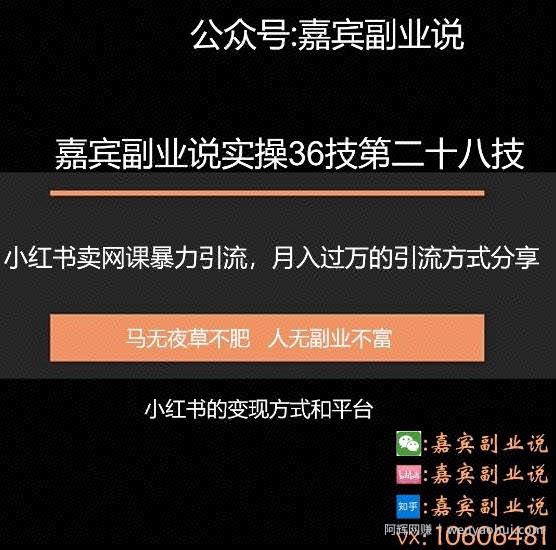 嘉宾副业说实操36技第二十八技：小红书卖虚拟网课引流，月入过万的实操项目分享