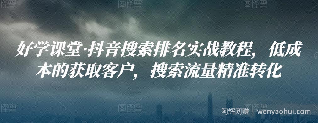 好学课堂·抖音搜索排名实战教程，低成本的获取客户，搜索流量精准转化