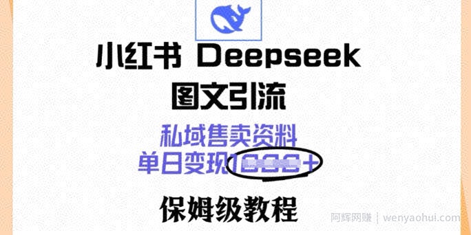 小红书Deepseek图文引流，私域售卖资料，单日变现多张，保姆级教程