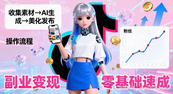 副业拆解：抖音新风口，靠AI美女图日引500粉，无需拍摄、不用真人