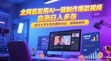 全网首发用AI一键制作爆款视频，自测日入多张，适合大学生宝妈兼zhi创业，保姆级教程