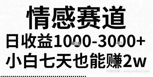 2025最新风口情感无脑暴力掘金项目，新人操作一周挣了2W，长期稳定小白可做【揭秘】