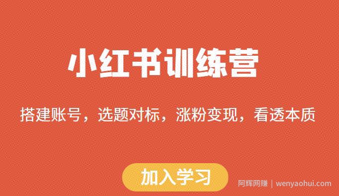 小红书训练营，搭建账号，选题对标，涨粉变现，看透本质