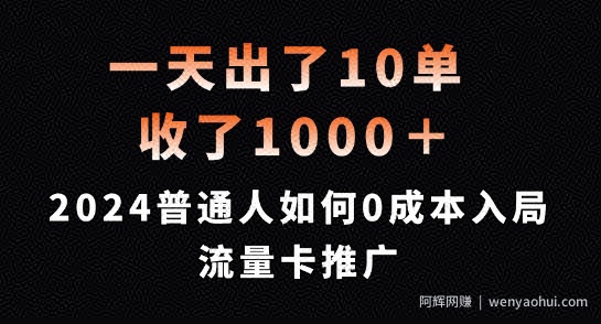 一天出了10单，收了1000+，2024普通人如何0成本入局流量卡推广【揭秘】