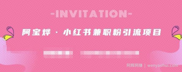 阿宝烨·小红书兼zhi粉引流项目，流量大，引流效果好【视频课程】