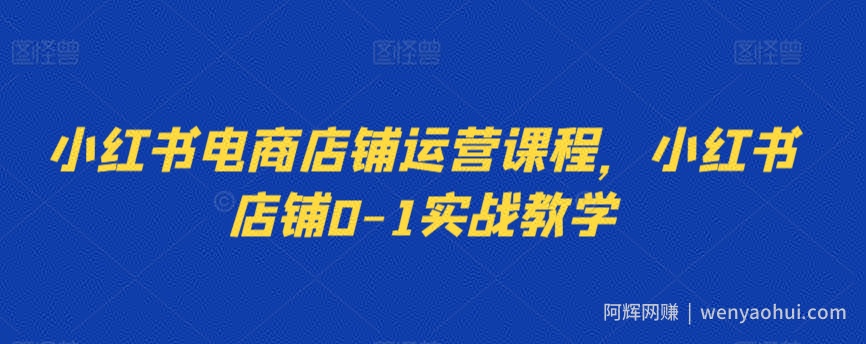 小红书电商店铺运营课程，小红书店铺0-1实战教学